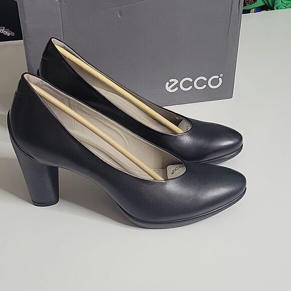$170 ECCO LEATHER NO SLIP COMFORT CAREER FLIGHT ATTENDANT HEELS 41 10 10.5 NEW - Picture 1 of 12